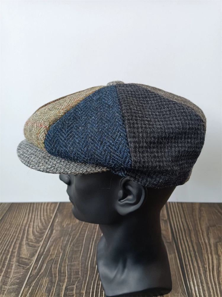 Patchwork tweed flat cap